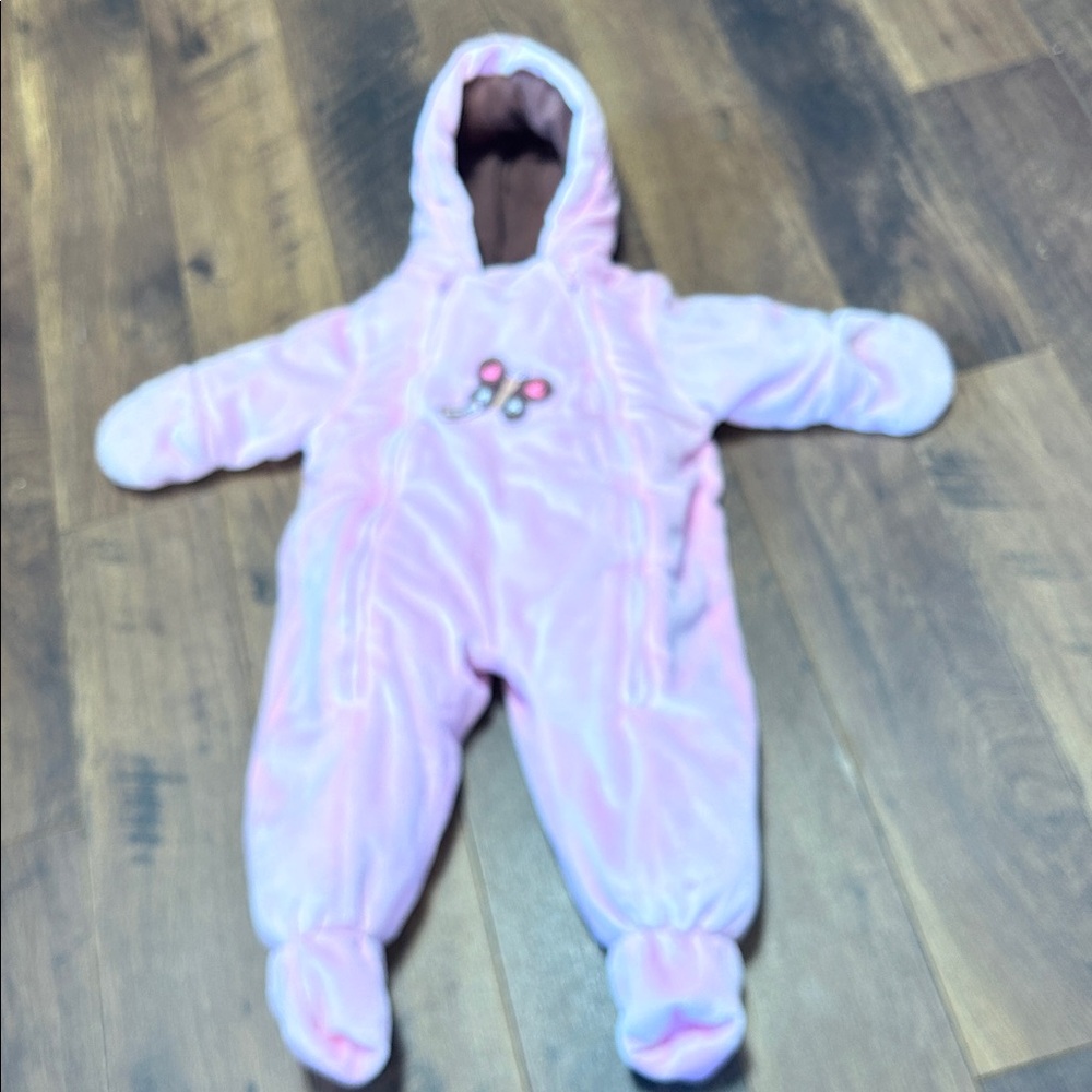 Carter's Infants Pink  Quilted Baby Snowsuit size 6-9 months